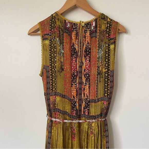 SOLD Anthropologie Citron Maxi Dress Bhanuni by Jyoti  with Tassels, Size XS - Picture 8 of 16